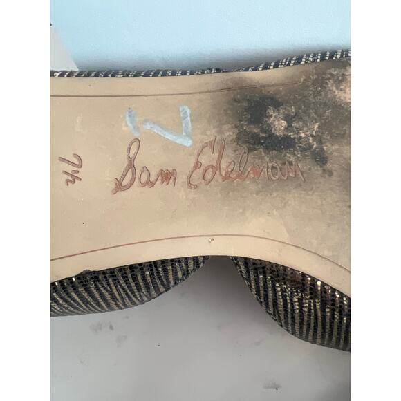 SAM EDLMAN WOMENS RODNEY d’ORDSAY BALLET FLATS SHOES METALLIC GOLD BLACK 7.5 - Picture 9 of 13